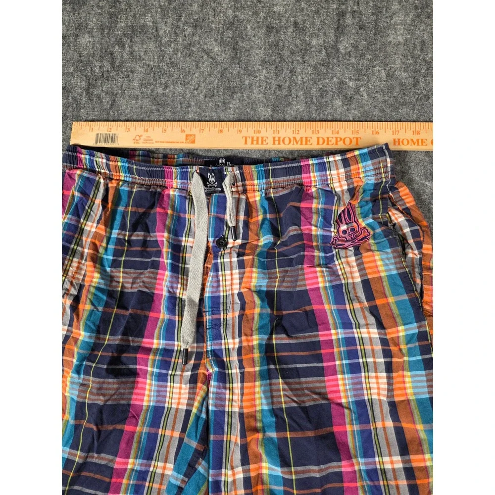 Psycho Bunny Shorts Mens L Plaid Lounge Sleep Pajama Cotton Drawstring Trunk